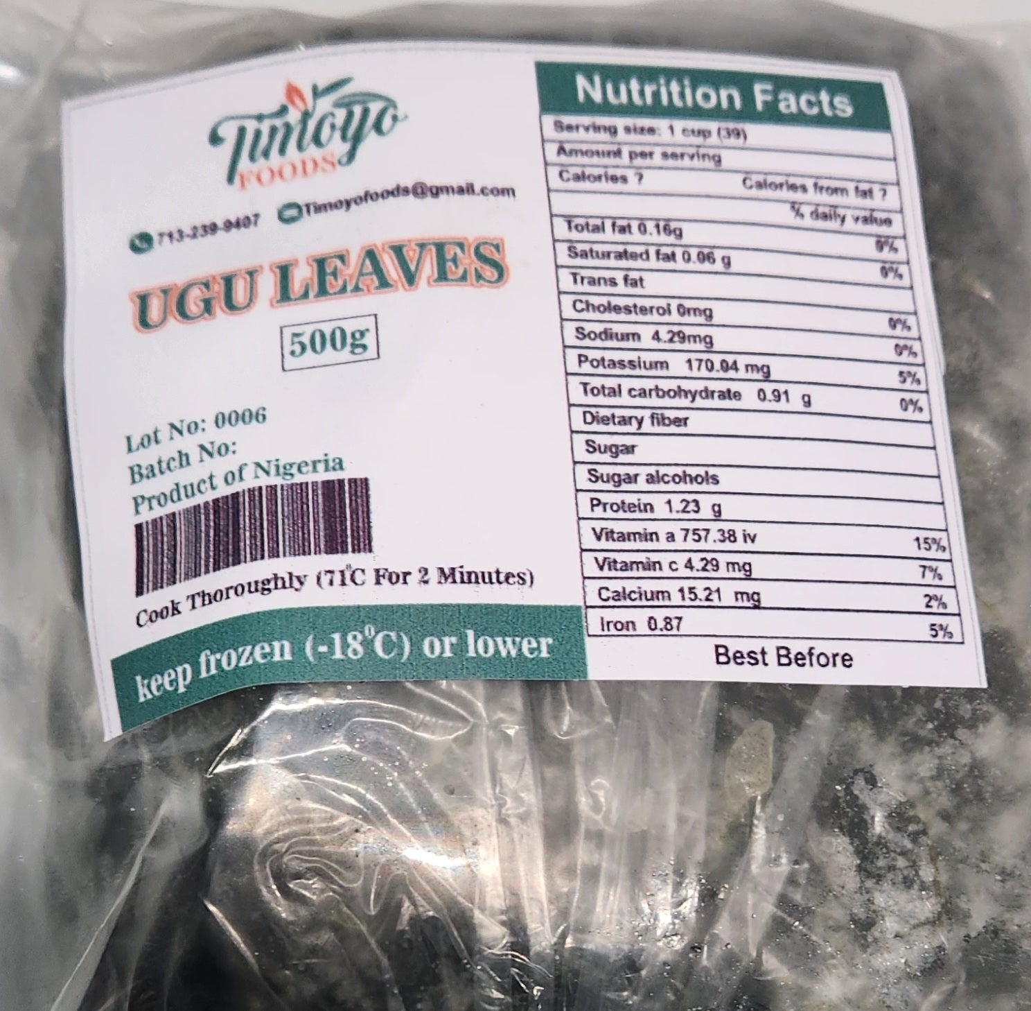 Frozen Ugu Leaves
